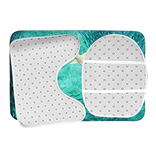 MBNGGAB Underwater World Hai Jagd Fisch 3 Stück Badematte Set Badematte + Konturmatte + Toilettendeckelbezug mit rutschfester Klebeunterseite – Bild 7