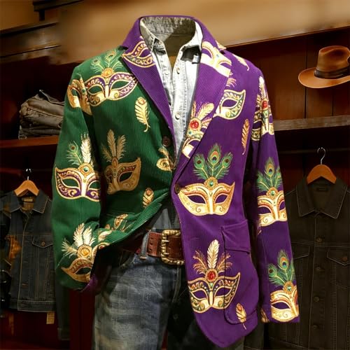 Veste en velours côtelé pour homme design décontracté finitions imprimé carnaval