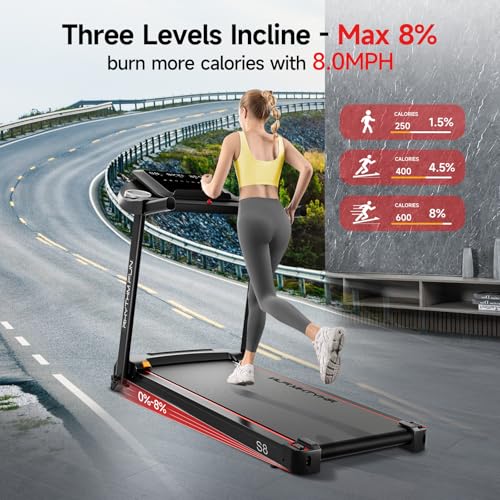 Image of RHYTHM FUN 8.0 MPH Treadmills for Home, Running Walking Pad Treadmill with Incline up to 8%, Foldable Treadmill with Handle Bar, Low Noise Walking Pad for 300 lbs