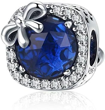 Birthstone Charm Fit for Pandora Charms Bracelet Bowknot Birthday Crystal Charms for Bracelet and Necklace