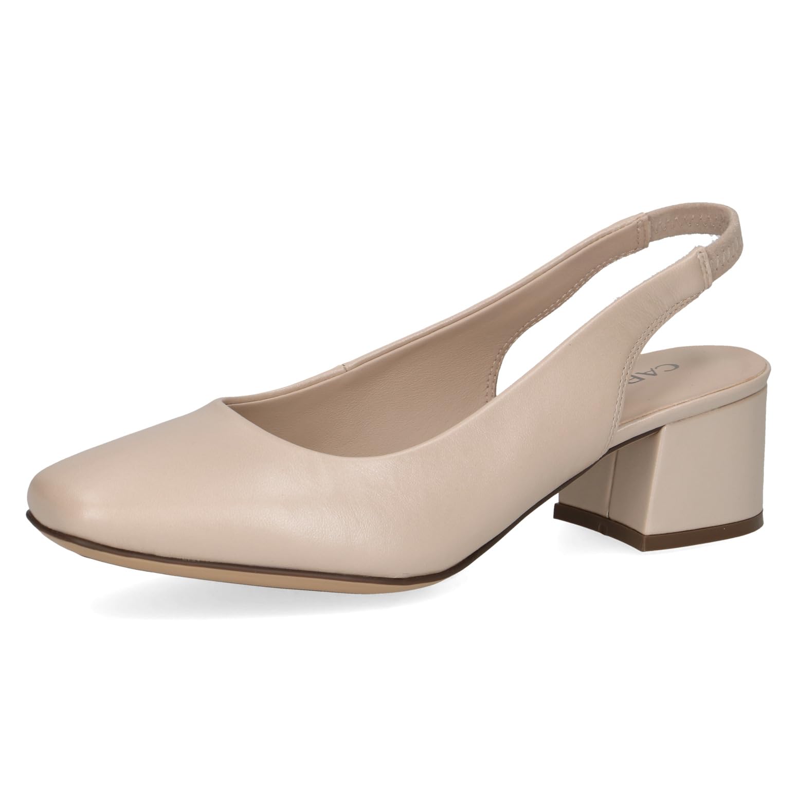 CAPRICE Women Slingback Pumps Leather Patent Finish, Beige (Beige Perlato), 5 UK