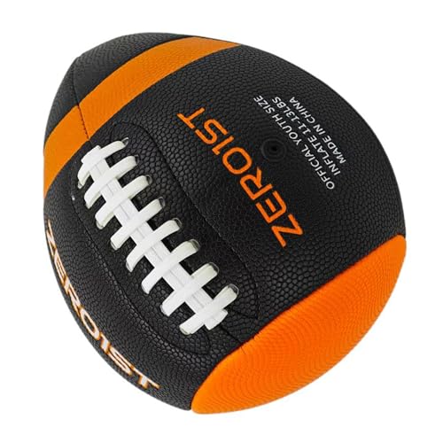 ZERO1ST PassCatch Training Football for Youth&Kids(Ages 5-14) Fatherless Bounce Back Size 7 Football Practice Equipment Solo Passing Catching Training Hand-Eye Coordination (Deflated) (Black-Orange)