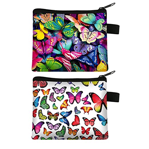 LdawyDE Täschchen mit Reißverschluss 2 Stück,Segeltuch Kosmetiktasche, Klein Schminktasche, elegant und modisch, geeignet zur Aufbewahrung von Münzen, Zertifikaten, Kosmetik (Polyester, B) Cover