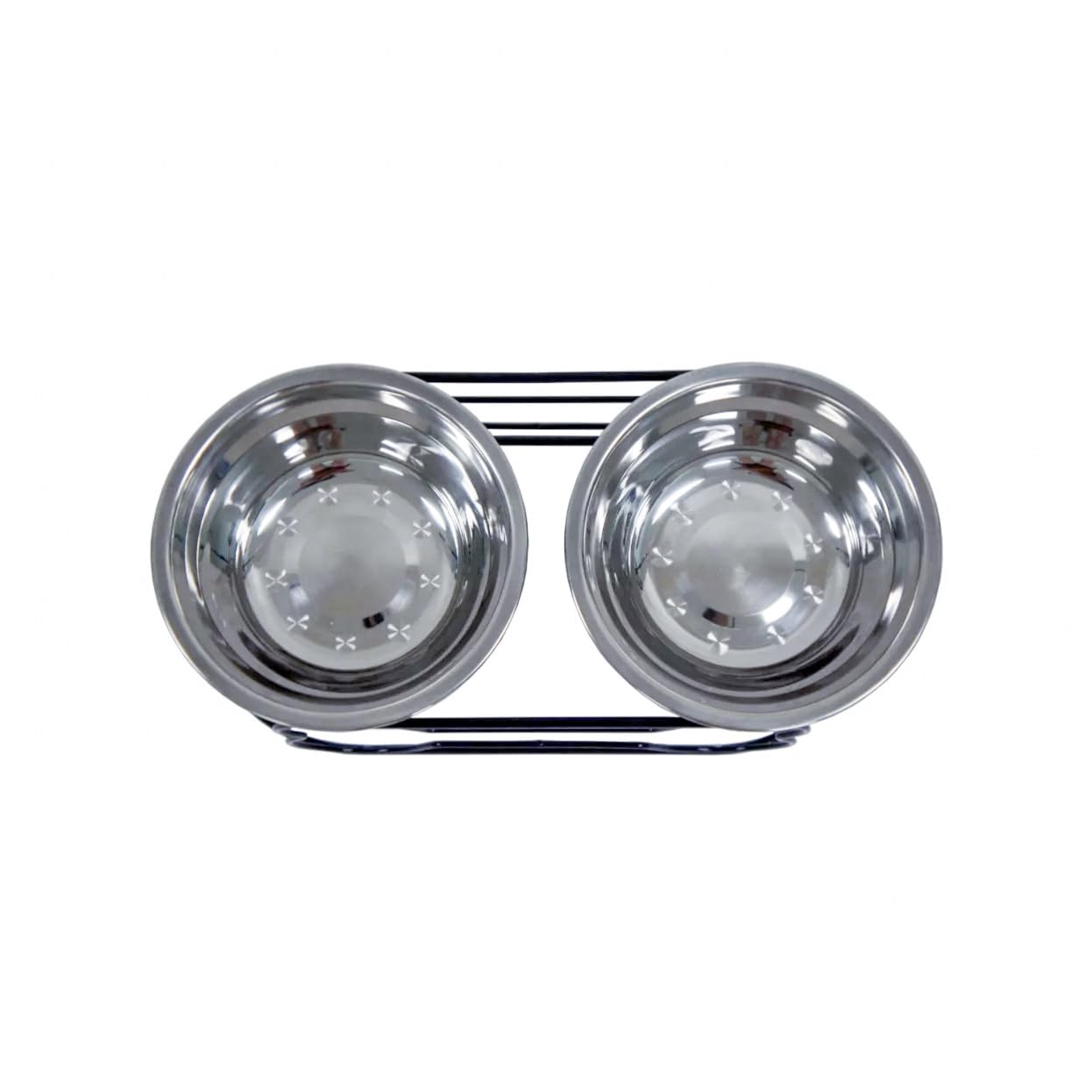 YML 12,7 cm Hierro Forjado Soporte con Doble pequeña Cuenco de alimentador de Acero Inoxidable