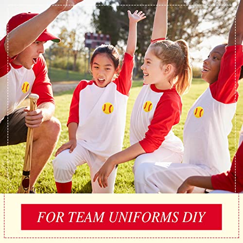 60 Pcs Baseball Chenille Patches Softball Chenille Patch Iron On Patches For Jackets Clothes Hats Patches Embroidered Appliques, 2.2 Inch (Softball) #TOP4