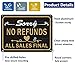 2 Pack No Refunds Signs 10