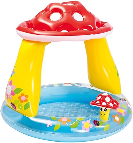 Piscine gonflable bébé Intex Champignon ombrelle solaire pataugeoire 1-3 ans protection UV