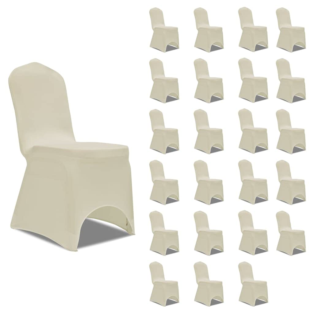 Stuhlhussen 24 Stück Bis 100 cm Creme | Dehnbarer Spandex-Stoff, Einfach Über Stuhlbeine Spannbar, Für Hochzeiten Bankette Konferenzen