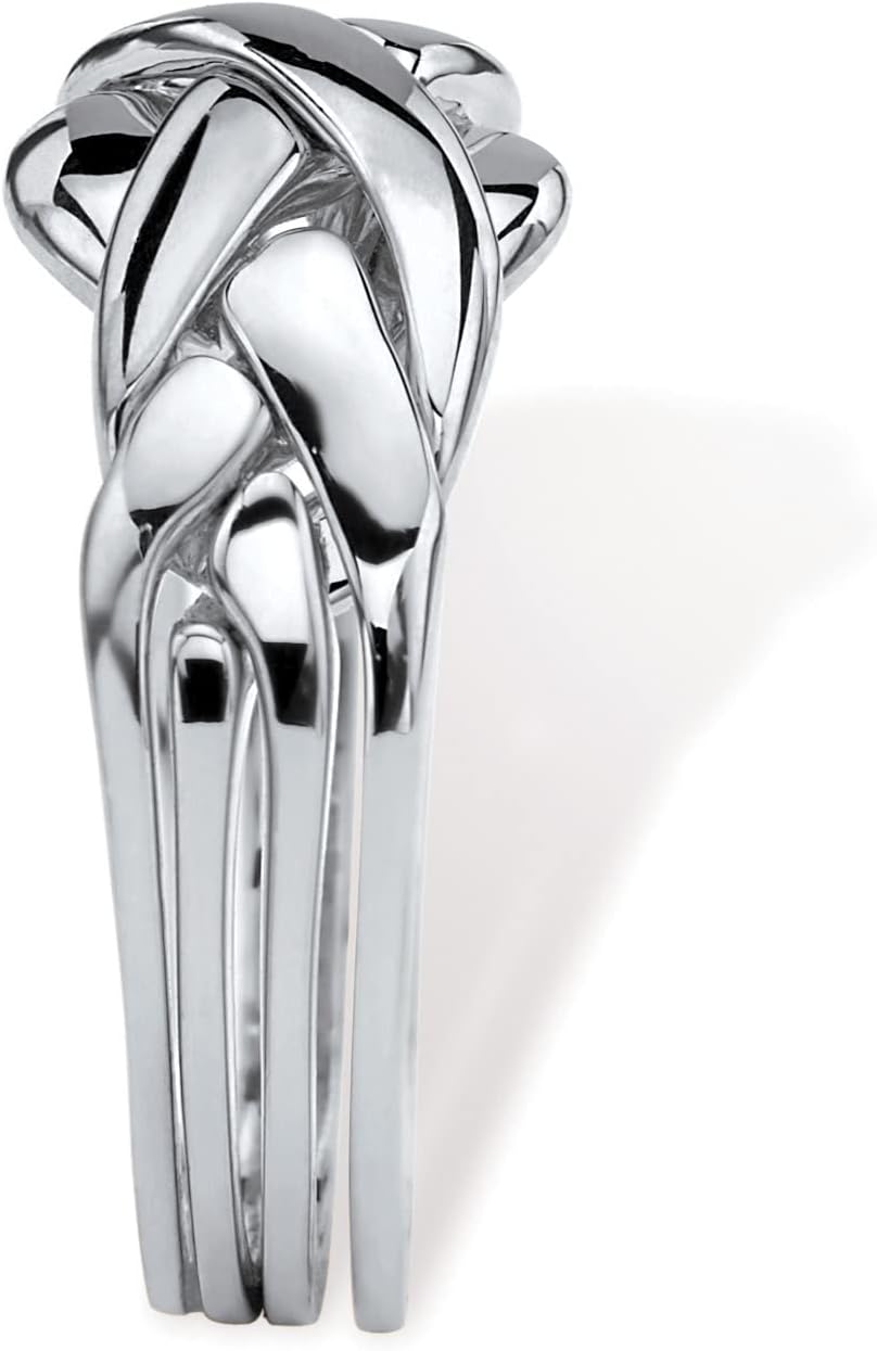 Palm Beach Jewelry Platinum Plated Commitment Symbol Puzzle Ring