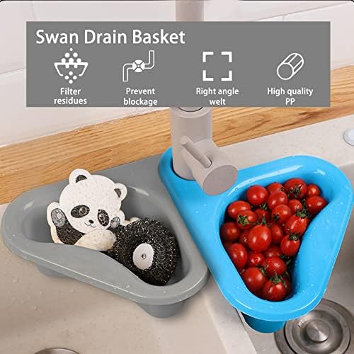 Sink Drain Basket, 4Pack Swan Drain Basket Strainer, Corner Kitchen Sink Strainer Drain Cover Multifunctional Hanging Filtering Triangular Drain Shelf, Easy to Disassemble Fits All Sinks