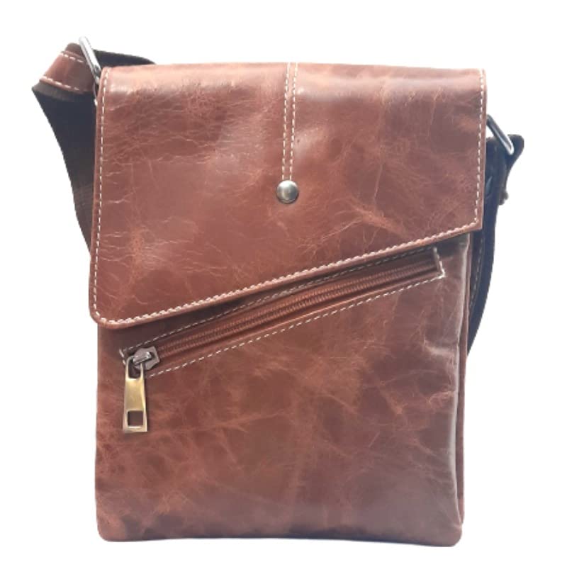 GenericB.M. Large Ladies Gents Real Vintage Tan Leather KIU-55 Messenger Bag