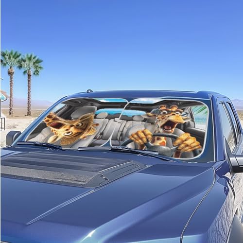 Image of Car Sun Shade Windshield Foldable Removable Giraffe Drive Automotive Accessories Auto Interior Protector Reflect UV Sun and Heat and Protect Your Car