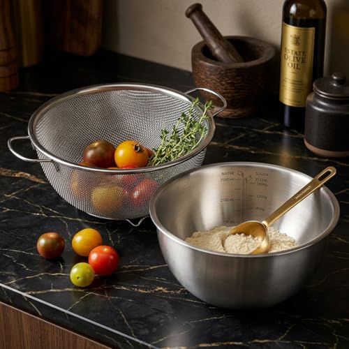 Colador y Bol Mezclador Acero Inoxidable 3.5QT miniatura 2