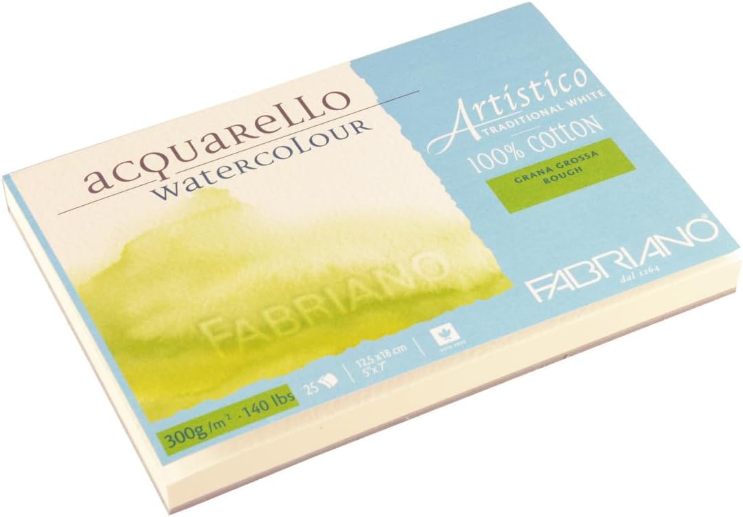 Fabriano ATW BL 4CO 25 °F Echtbuetten Watercolour Paper Tap Emuehl 5 x 7-inch, White