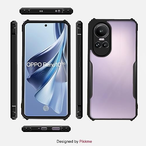 Image of Outlouders Back Cover for Oppo Reno 10 5G | Ultra Hybrid Transparent | Full Camera Protection | Raised Edge | Crystal Clear Bumper Case(Black)