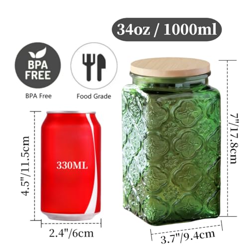 ANSQU Green Glass Canister with Lid