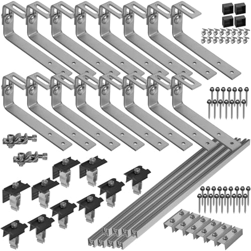 Avoltik Solar Halterung Bitumen-Dach I Set für 4 PV Module 30-45mm I Solarmodul Halterung für Bitumendächer I PV-Modul Halterung inkl Montageset I Solarmodulbefestigungsset I PV-Zubehör