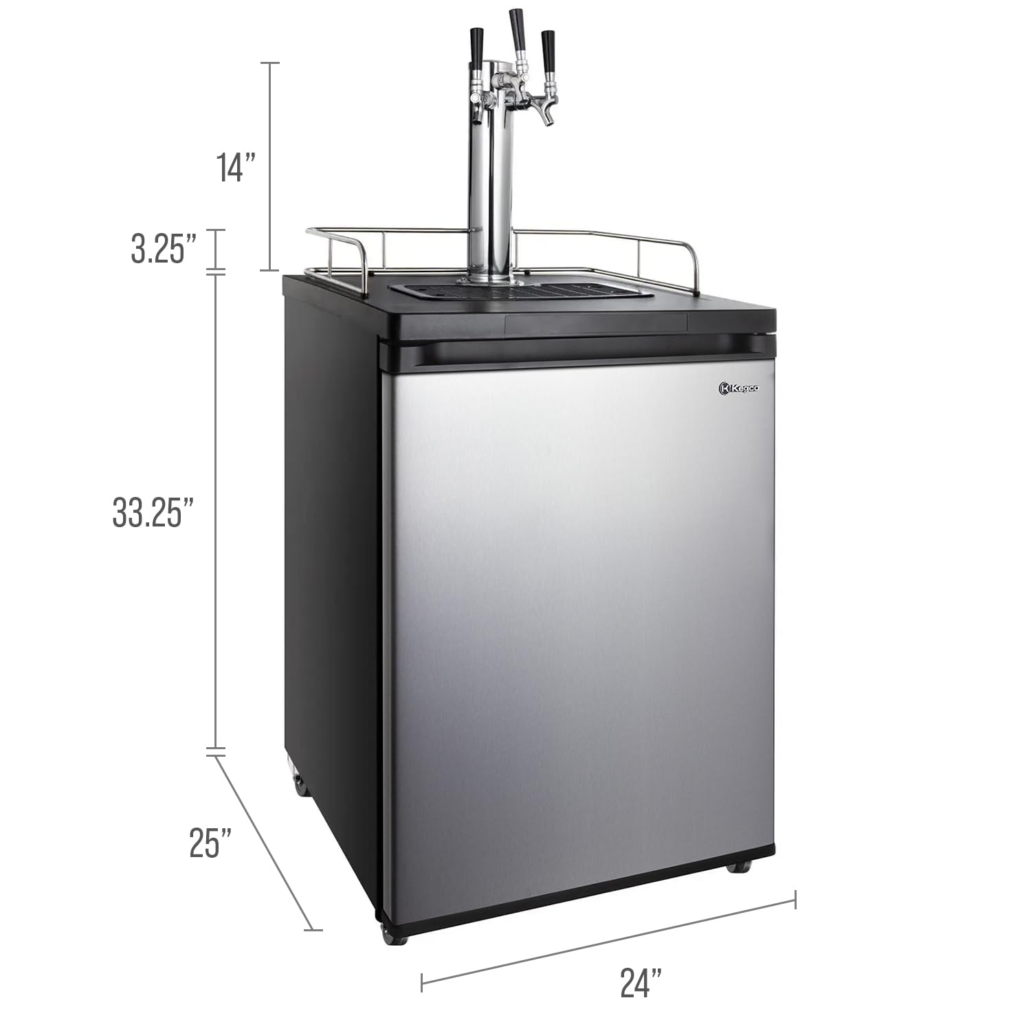 Kegco Ick20s-3 24" Wide Cold Brew Coffee Triple Tap Stainless Steel Kegerator on Fridge.com - View 5