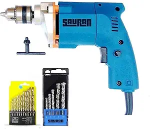 Sauran Bluetec alpha Drill machine with 6 months warranty 10mm Drill With 18pcs Drill Bit Set For Wood,Steel,Walls,Tiles Etc Pistol Grip Drill (10 mm Chuck Size)