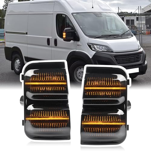njssjd LED Spiegel Blinker für F.iat Ducato 250 2006-2025 P.eugeot Boxer C.itroen Jumper Relay Seitenblinker Schwarz Aussenspiegel Blinker für Wohnmobil
