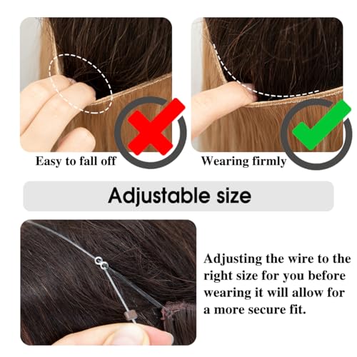 Sarla M01 Invisible Wire Hair Extensions With 3 Clips Long Synthetic Wavy Curly Hairpiece Adjustable Transparent Headband thumb #5