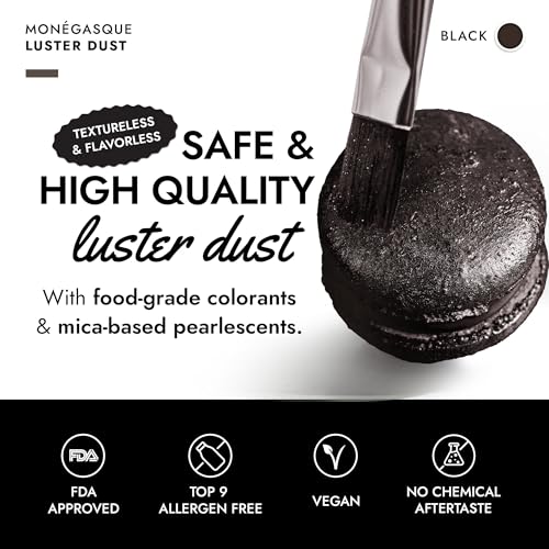 Image of MONEGASQUE Black Edible Glitter for Drinks & Cakes, Luster Dust, 15g
