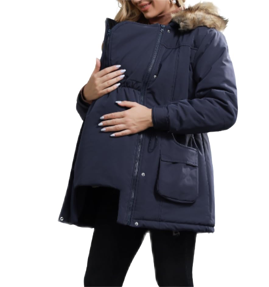 Maacie Abrigo de invierno premamá de algodón, chaqueta premamá cálida para uso diario