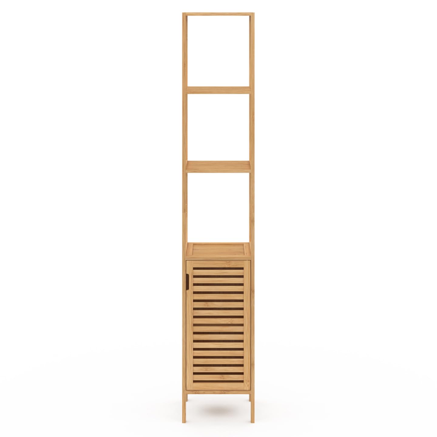 IDMarket - Meuble Colonne Salle de Bain Bambou BEA 1 Porte