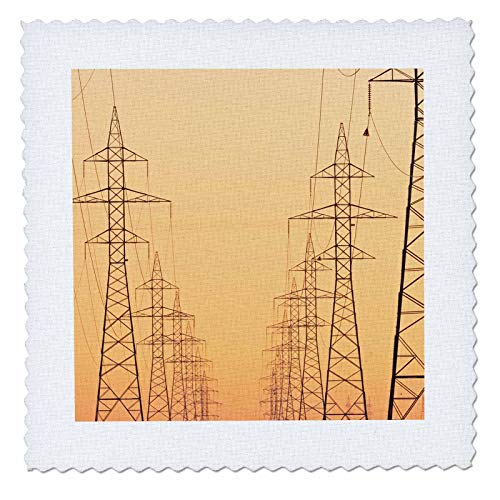 3dRose Garden Flag, Canada, Manitoba, Winnipeg. Electrical Towers at Sunrise