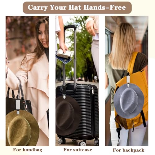 Mabor 4 Stück Hut Clip für Reisen Elastische Huthalter Clip Freihändiges Hutklammer für Reisen Hutclip für Damen Herren Elastisch Hutclips für Outdoor Handtasche Reisetasche Rucksack
