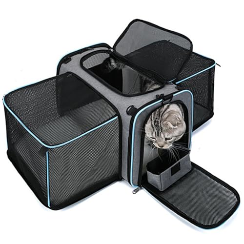 Expandable Cat Carrier Pet Carrier Airline Approved Travel Bag Under Seat with Removable Fleece Pad Large Cat Carrier TSA Approved Pet Carrier For Cats Dogs Small Animals (Large)