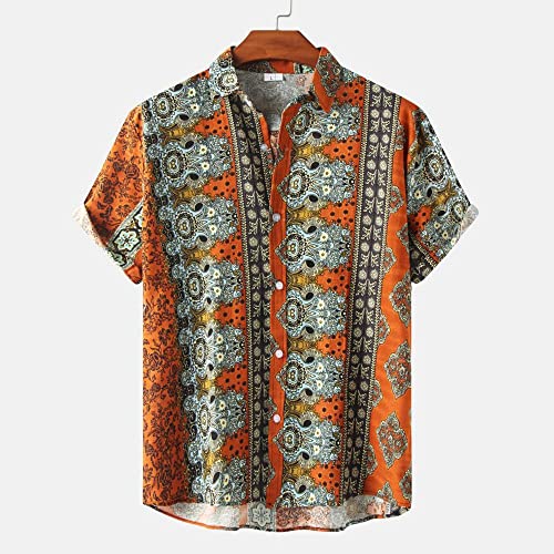 Chemise Hawaïenne séchage rapide : haut de plage respirant boutonné orange