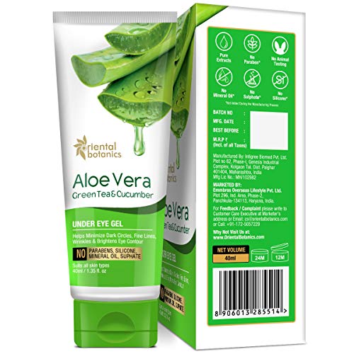 Oriental Botanics Aloe Vera, Green Tea & Cucumber Under Eye Gel, 40Ml - With Vitamin B3, B5 #TOP1