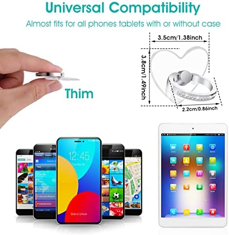 TIESOME Finger Kickstand Cell Phone Ring Holder, 3 Pcs Finger Ring Grip Stands 360° Rotation 180° Phone Ring Stand with Diamond Compatabile with Smartphones(Heart Shape)