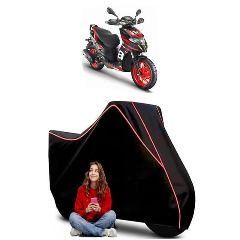 Image of SR 160 Scooty Bike Cover Water Resistant Outdoor Use Universal Fit Scooters Motorcycles Heavy Duty UV Protection Dust Rain Scratch Resistant Elastic Bottom Black Blue Piping