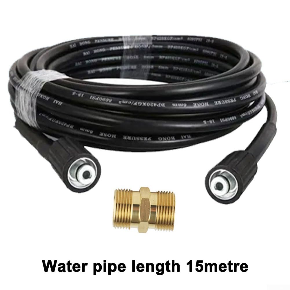 Tubo di prolunga per idropulitrice Karcher, 10/15 m M22-14, connettore in rame, tubo ad alta pressione per la pulizia dell'acqua della macchina (15 m)