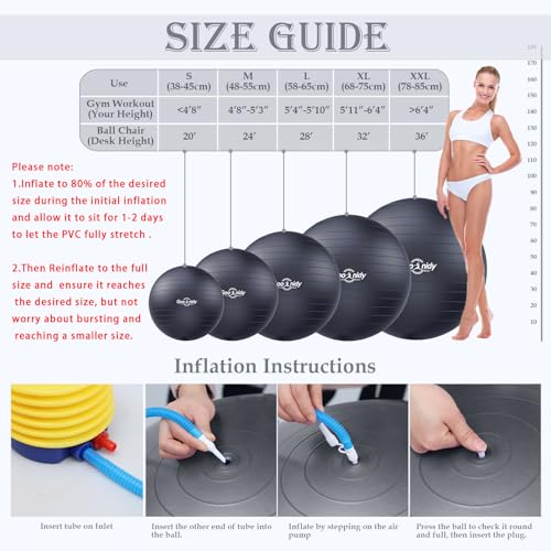 Image of Soft Exercise Ball, Yoga Pregnancy Ball Chair, Pilates Equipment with Pump