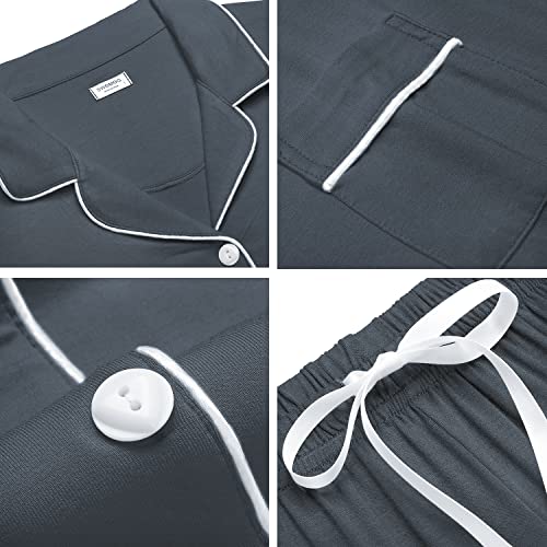 Image of SWOMOG Womens Button Down Pajamas Set Short Sleeve Sleepwear Bride Soft Pj Lounge Sets XS-3XL