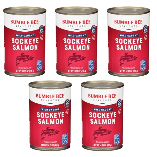 Bumble Bee Red Sockeye Salmon with Skin &amp; Bones, 14.75 oz (Pack of 5)