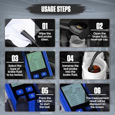 BELEY Brake Fluid Tester Digital Automotive Moisture Boiling Point Detector for DOT3,DOT4,DOT5.1 Brake Fluid with 2.8 Display, Audible Alarm, High-Precision Probe B10