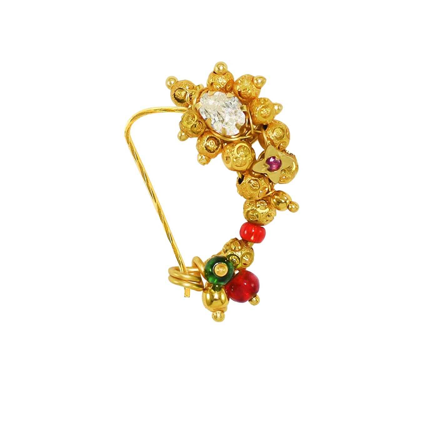 jewelopia Traditional Maharashtrian Nose Ring Stud Piercing Pearl Nath For Women and Girls-picture-33