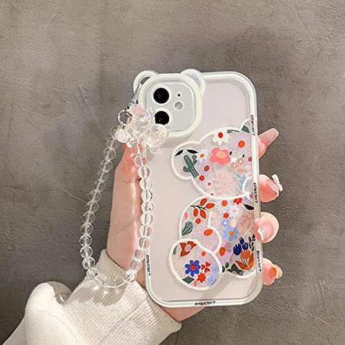 Nititop Compatible For Iphone 11 Case Cute Bear Clear Floral Flower For Girls Women Pattern With Bear Ears Soft Tpu Shockproof Protective Girly-Bear2 #TOP2