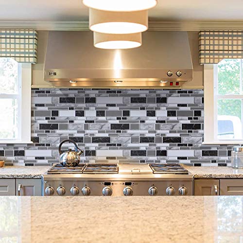 Black and White Peel and Stick Wallpaper for Kitchen,11.8inch x 393.7inch Kitchen Wallpaper Bathroom Self Adhesive Wall Paper Waterproof Countertop Removable Wallpaper Backsplash Vinyl Film Decoration - Thumbnail 5