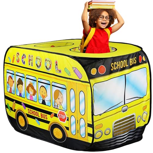 Pop Up Tent for Kids:School Bus Tent,Kids Pop Up Tent Indoor|Outdoor,Pop Up Play Tent for Kids,Without Installation,Suitable for 2-3 Children&for Ages 3+,School Bus Toy for Boys and Girls