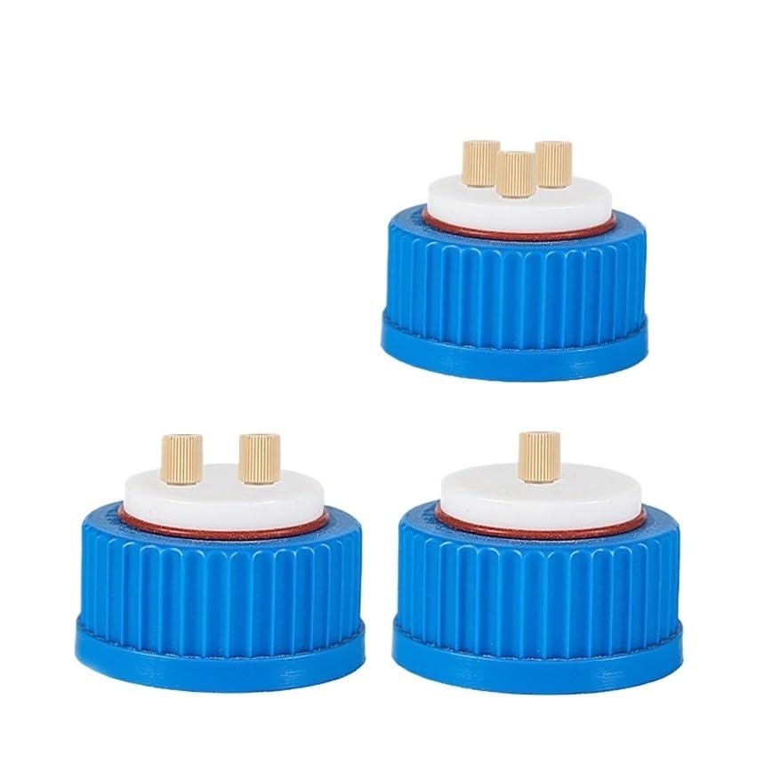 Mobile Phase Solvent Bottle Cap GL45 with PEEK Connector HPLC Solvent Bottle Cap Mobile Phase bottle1/2/3/4-holes(2-Holes)