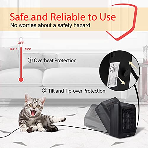 image for Brightown Portable Electric Space Heater 1500W/750W, Ceramic Room Heat