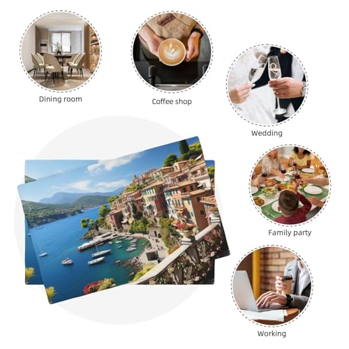 Sets de table en lin synthétique lot de 4 pour table de cuisine style ferme 45x30 cm
