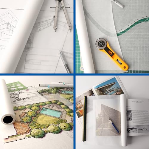 Evita borrones con el rollo de papel de rastreo Alvin 55W-I de 45,7 cm para planos limpios 6