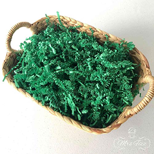 Crinkle Cut Paper Shred Filler for Packing and Filling Gift Baskets, Natural Craft Bedding in Brown Kraft Red Pink White Green Yellow Blue and White … (2 LB, Green)