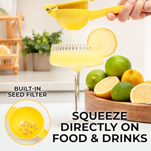 Image of Zulay Kitchen Metal Lemon Squeezer - Handheld Lemon Juicer Squeezer - Easy to Use Citrus Juicer - Manual Press for Extracting the Most Juice Possible - Extracts Every Last Drop